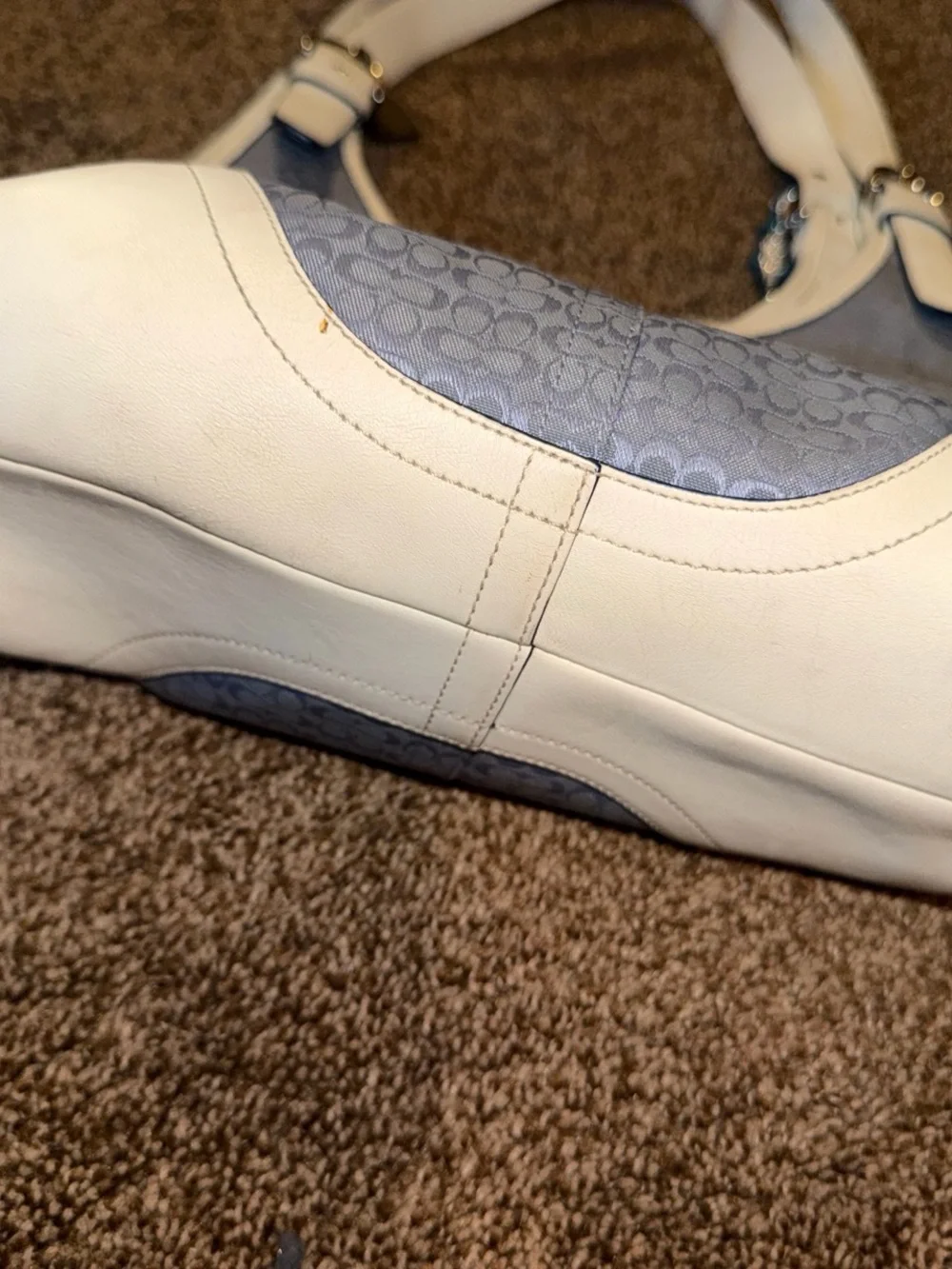 Coach Blue Signature Hobo with White Trim